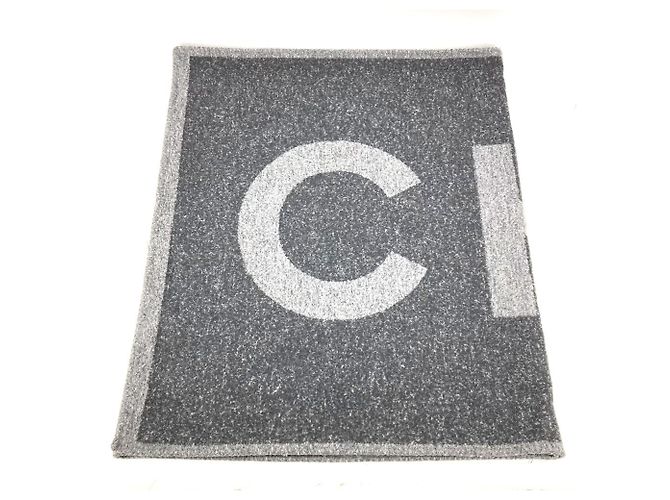 Sciarpa Chanel 19K Logo Large Stole Blanket Scarf Marrone