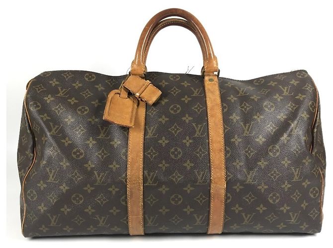 Bolso de viaje Louis Vuitton Monogram Keepall 50 Castaño