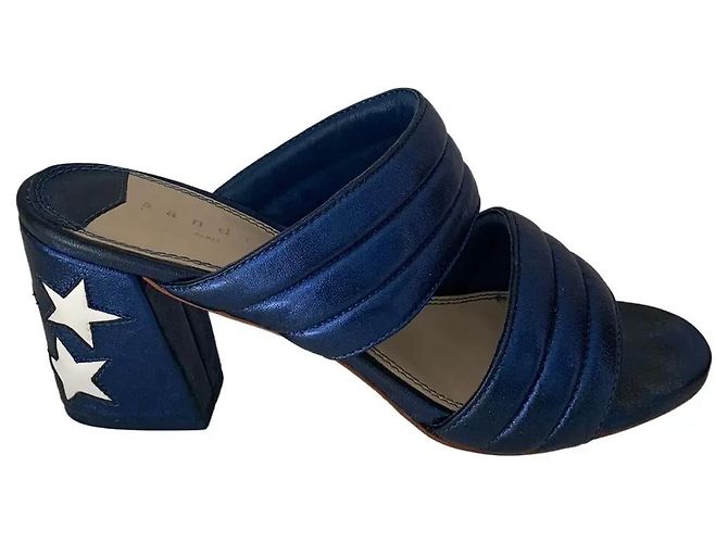Sandro Metallic-blaue Sandalen mit Sternen-Absatz
