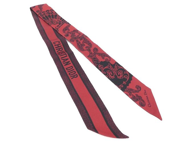 Sciarpa in seta nera e rossa Christian Dior Nero Rosso