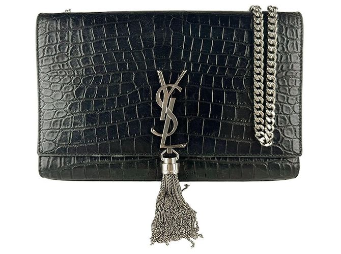 Bolsa de ombro Kate da Saint Laurent em couro com relevo Preto