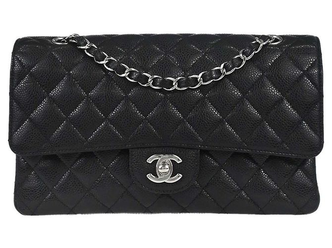 Chanel Timeless - Classic Double Flap Quilted Caviar Medium Preto