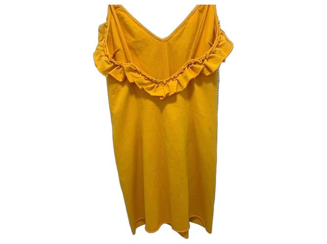 Vestido Mini Amarillo Met con Cristales Decorativos