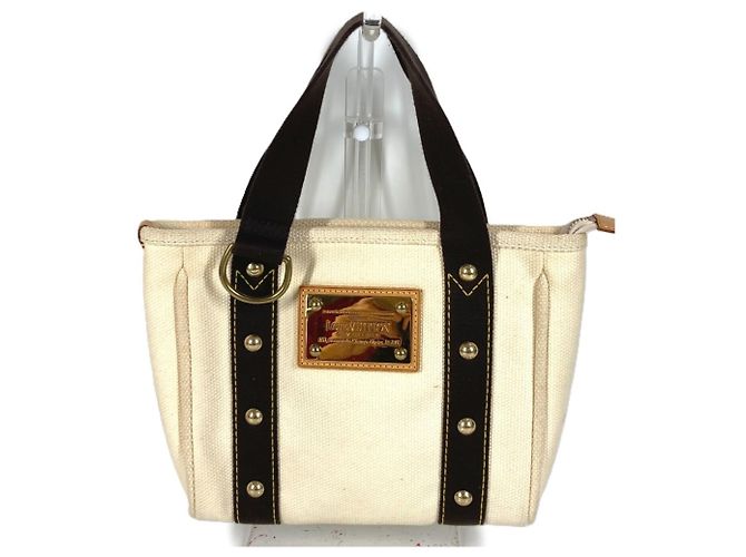 Borsa Tote Louis Vuitton Antigua Cabas PM Marrone Bianco