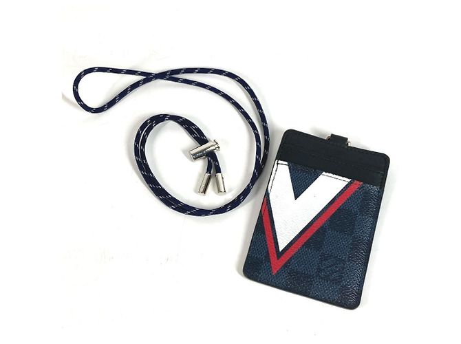 Louis Vuitton Navy Canvas Business Card Case Navy blue