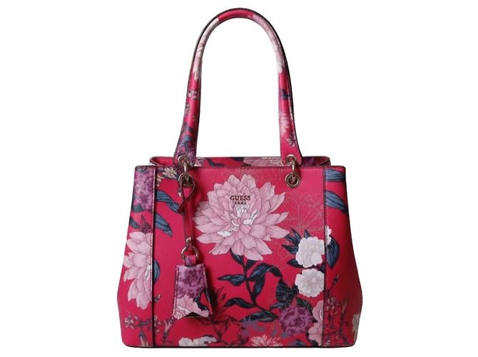 Borsa Guess stampa floreale rosa e rossa Rosso