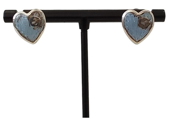 Boucles d'oreilles puces Gucci 925 Interlocking G Heart Bleu clair