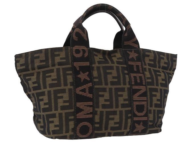 Borsa a Mano FENDI Zucca Canvas Nero Marrone Auth 186292A
