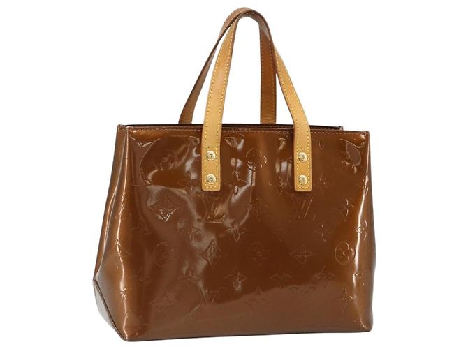 LOUIS VUITTON Sac à main Monogram Vernis Reade PM Bronze M91146 LV Auth BA13463