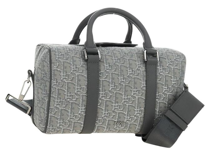 Borsa Boston Christian Dior Trotter Canvas 2way Grigio Argento Auth 184998SM Marrone