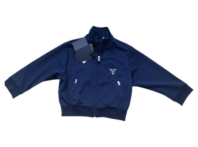 Giacca corta Prada blu navy in cotone