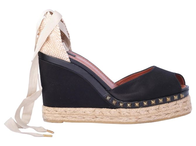 Espadrilles con zeppa nere con borchie Marc Jacobs con lacci alla caviglia Nero