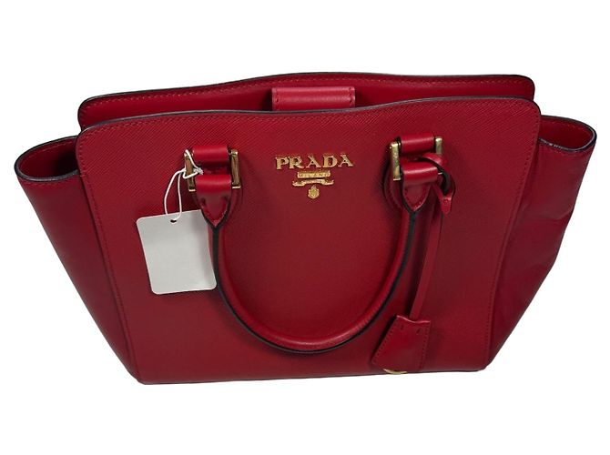 Borsa Prada in pelle Saffiano e Soft Calf Red Fuoco 1BA113 Rosso