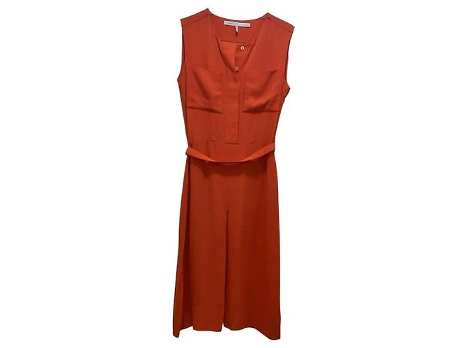 Victoria Beckham Ärmelloses Oranges Midi-Kleid