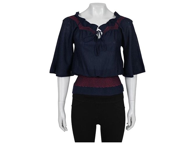 Camicetta in cashmere e seta a righe blu Christian Dior - IT40/S usato