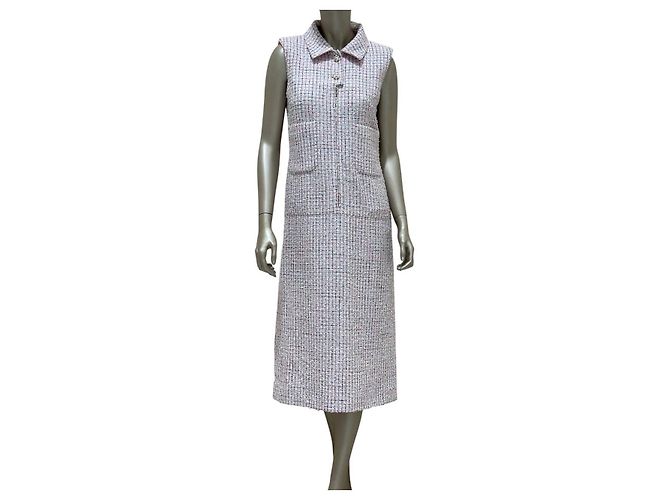 CHANEL Fantasy Tweed Kleid Hellrosa & Weiß Gr. 38 gebraucht