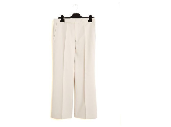 Céline Calças Retas de Lã Phoebe Philo Bege