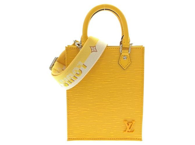 Sac à main Louis Vuitton Epi Petite Sac Plat Argenté Jaune