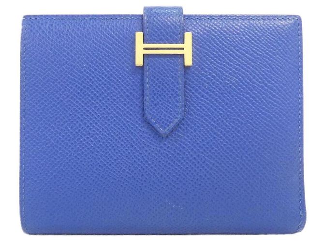 Hermès Hermes Bearn Compact Wallet in Blue Epsom Leather
