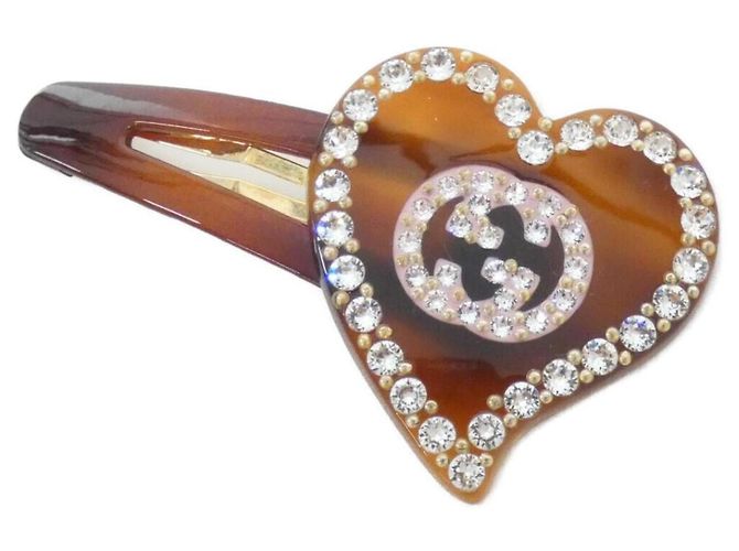 Clip per capelli Gucci marrone rosa oro D'oro