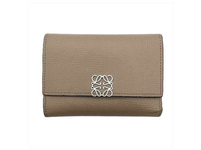 Loewe Anagram Vertical Tri-fold Wallet Beige