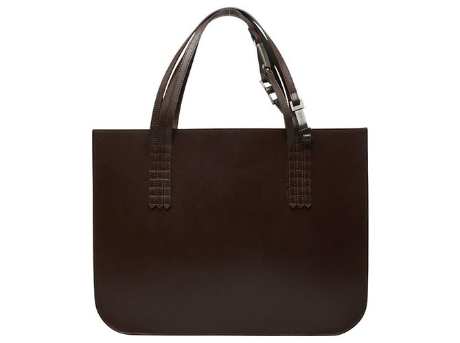 Borsa Tote Chanel Vintage Logo Triple Handle Marrone