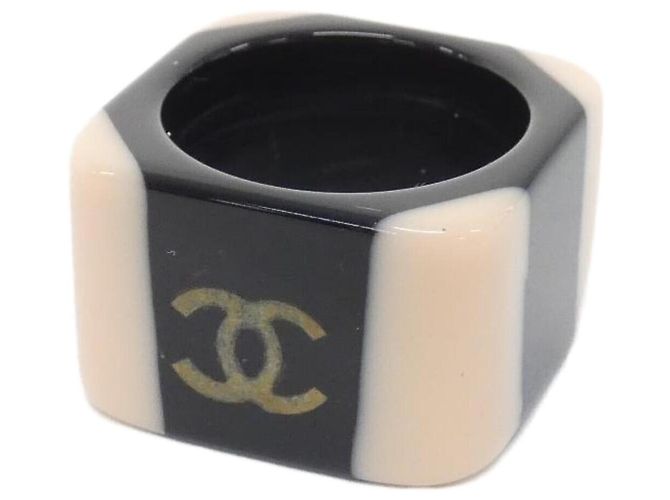 Anello Chanel nero rosa oro D'oro