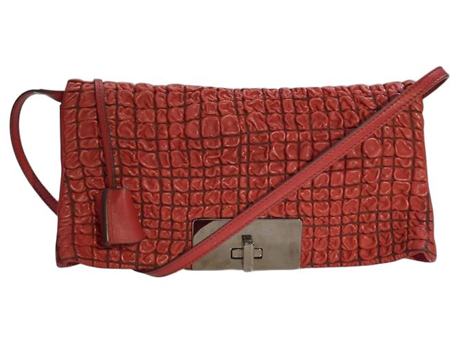 Céline Celine Borsa Tracolla Pelle Smock Rossa Rosso