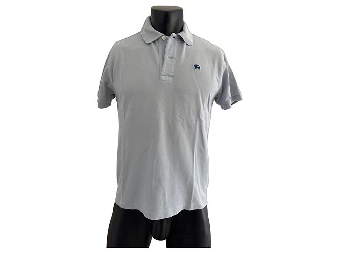 Polo Burberry em Algodão Azul Claro
