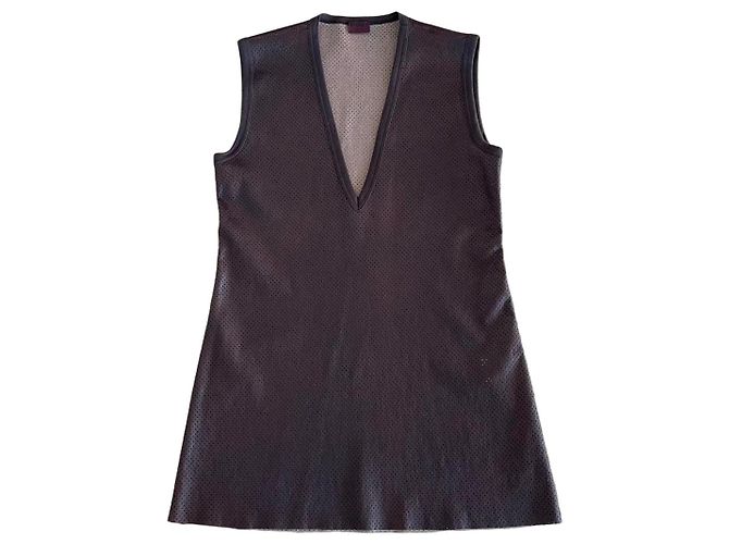 Top tank Stouls de cuero perforado marrón chocolate, T. S Marrón oscuro
