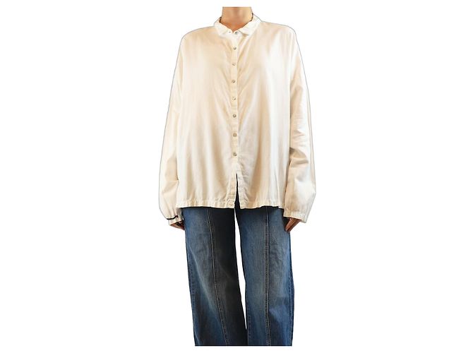 Autre Marque Camisa de mezcla de algodón blanca - talla L Blanco