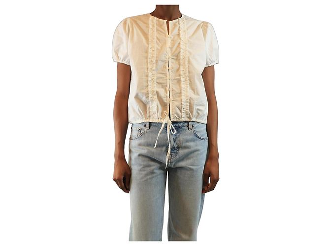 Autre Marque Top blanco con doble volante - talla XXS