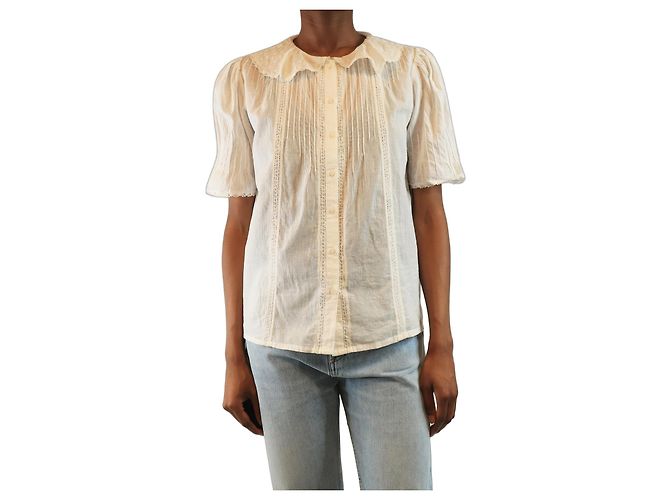 Autre Marque Top de algodón blanco transparente - talla UK 6