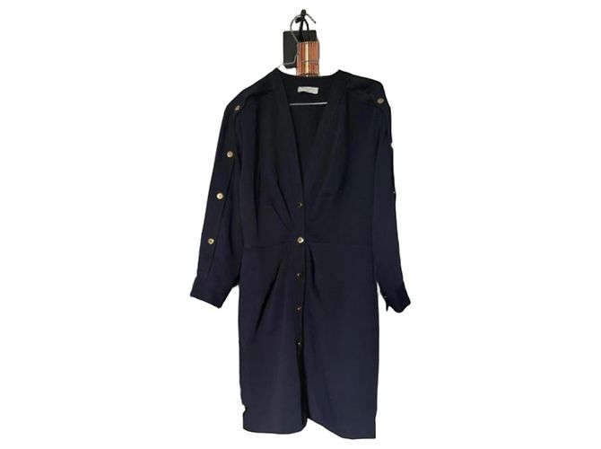 Vestido Sandro azul marinho abotoado Preto