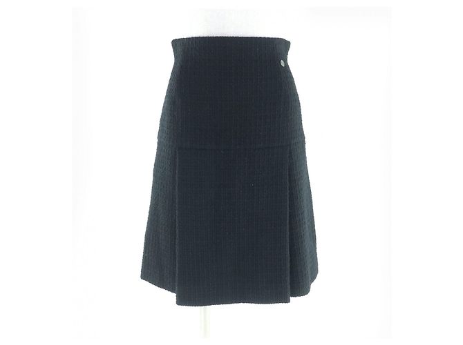 Timeless Saia de lã tweed Chanel Preto