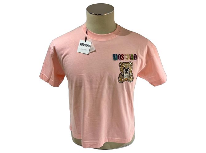 T-shirt Moschino Rosa com Urso e Strass