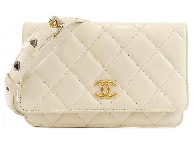 Timeless Cartera Chanel AP2548 de piel de cabra Plata Blanco Dorado