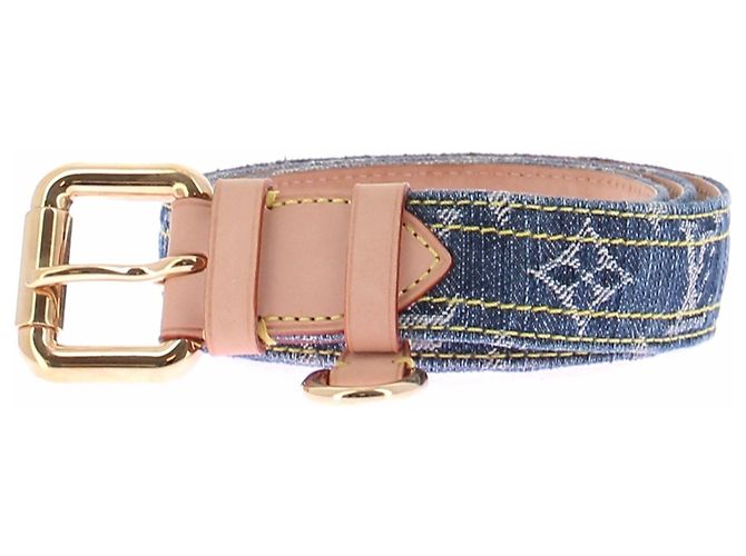 Cinturón Louis Vuitton de denim azul 90 cm