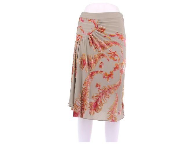 Roberto Cavalli Blumenrock Beige Viscose