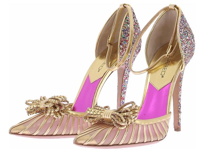 Dsquared2 Goldene Glitzer-Absatzschuhe