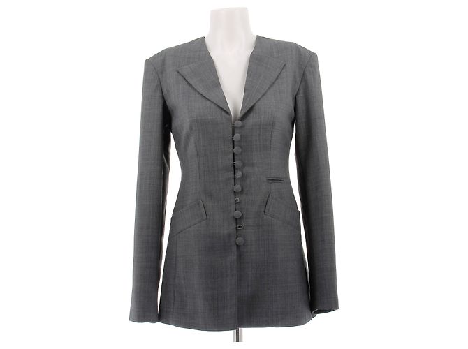 Ganni Blazer aus Wolle Grau