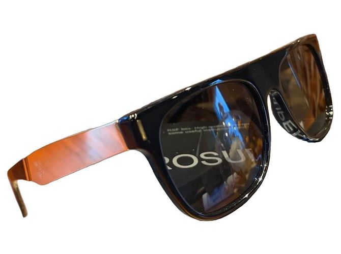 Autre Marque Retrosuperfuture Francis Flat Top Occhiali da sole neri e oro