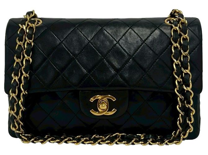 Borsa a Spalla Chanel Matelassé Coco Mark Double Flap Nero