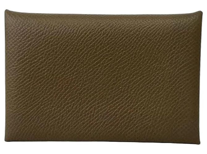 Hermès HERMES Calvi Veau Epsom Leather Card Case Brown