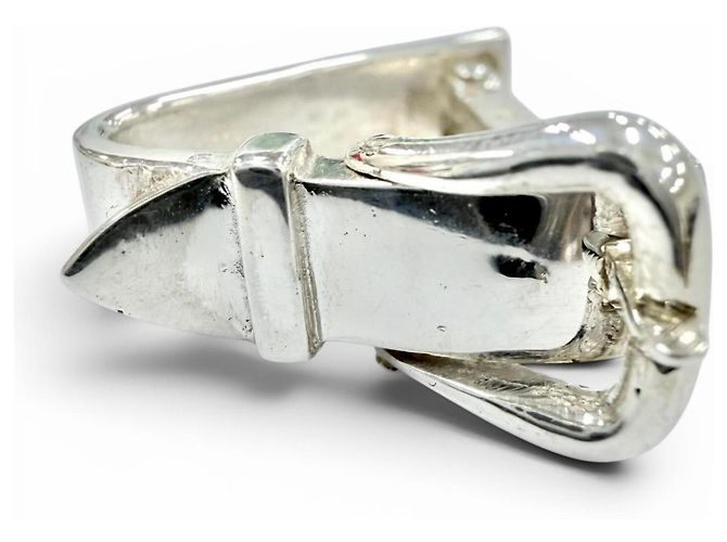 Hermès Hermes Vintage 1970s Ceinture SV800 Scarf Ring Argento