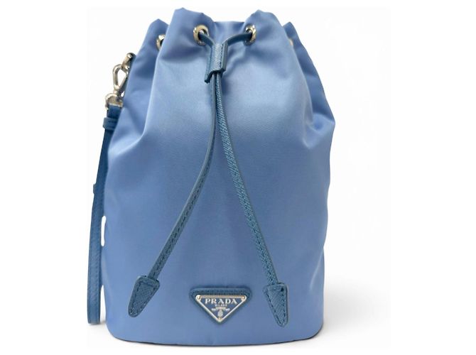 Sac à main Prada Light Blue en polyamide et cuir Bleu clair