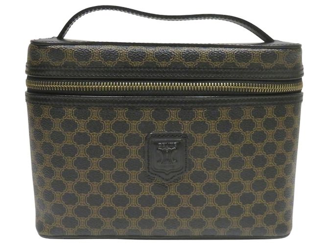 Céline Celine Macadam Pattern Vanity Bag Brown Black
