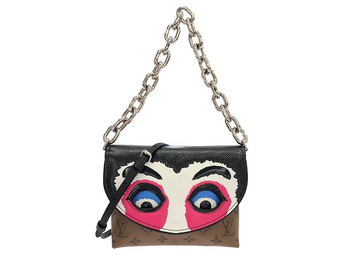 Pochette de Hombro Louis Vuitton Monogram Kabuki Mask Castaño Fucsia