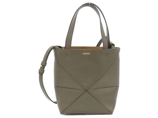 Mini sac cabas Loewe Puzzle Fold Verde Cachi