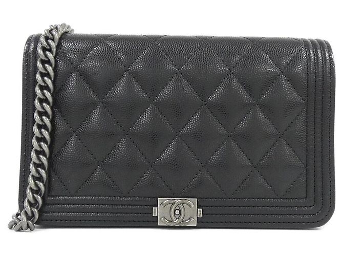 Chanel Boy Line AP1117 Black Chain Wallet Nero